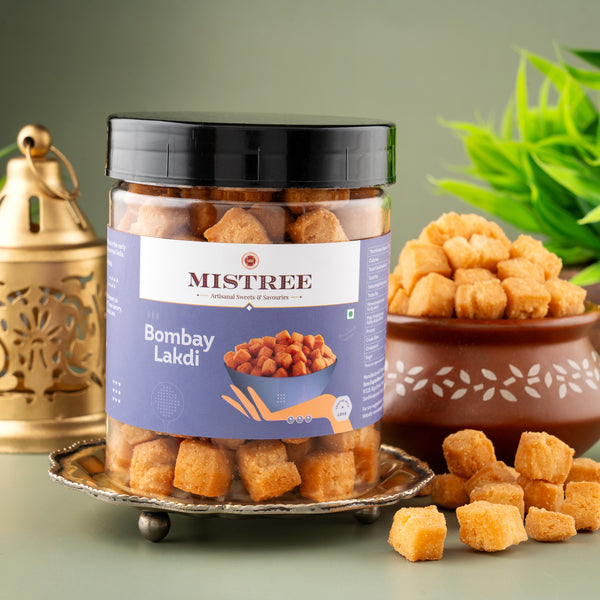 Bombay Lakdi, a traditional Indian snack, displayed in a bowl. These crispy, golden-brown sticks are made from a mix of flours and spices, perfect for snacking or as a crunchy topping for chaats. The image emphasizes their enticing texture and appetizing appearance, appealing to snack lovers.