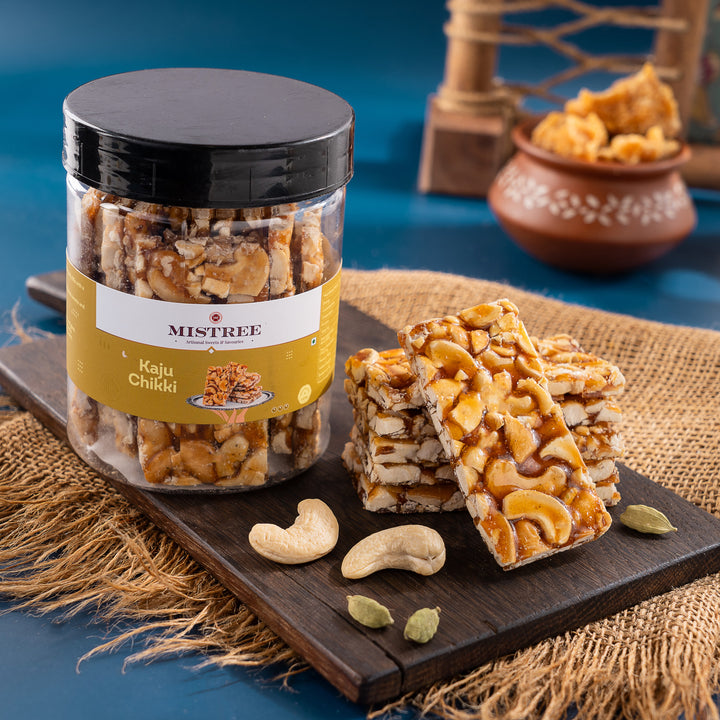  A 250gm pack of Premium Kaju Chikki, made with high-quality cashews for a delightful crunch.